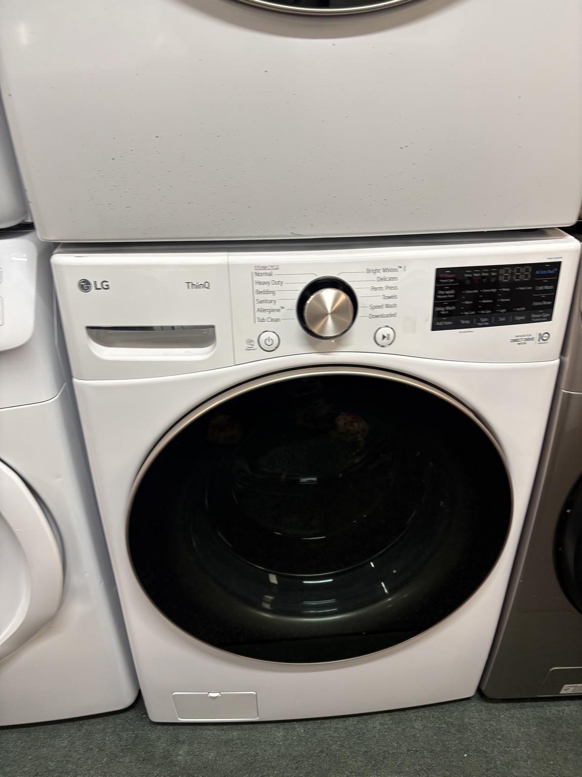 LG ThinQ front-load washer, front view