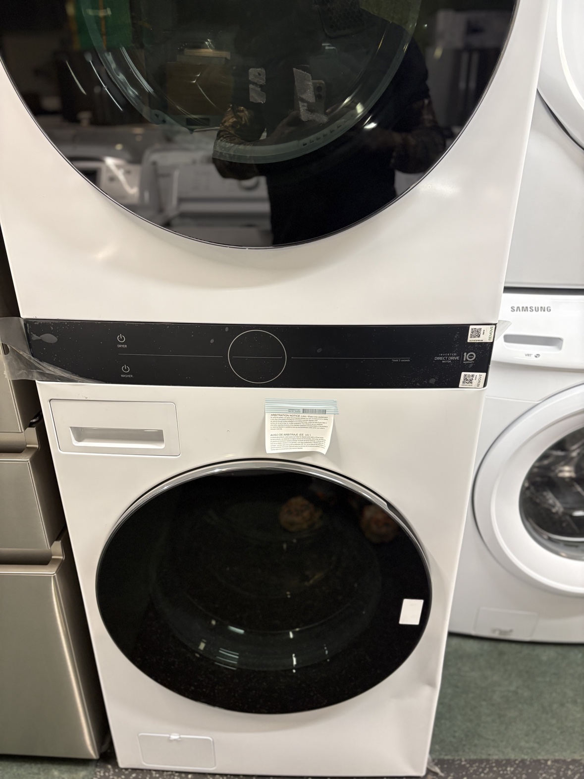 LG WashTower center control panel with washer and dryer controls