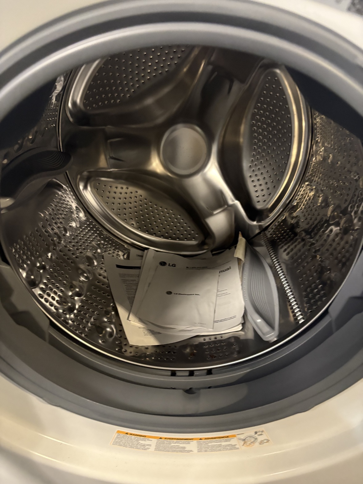 Inside the LG washer drum from a second angle