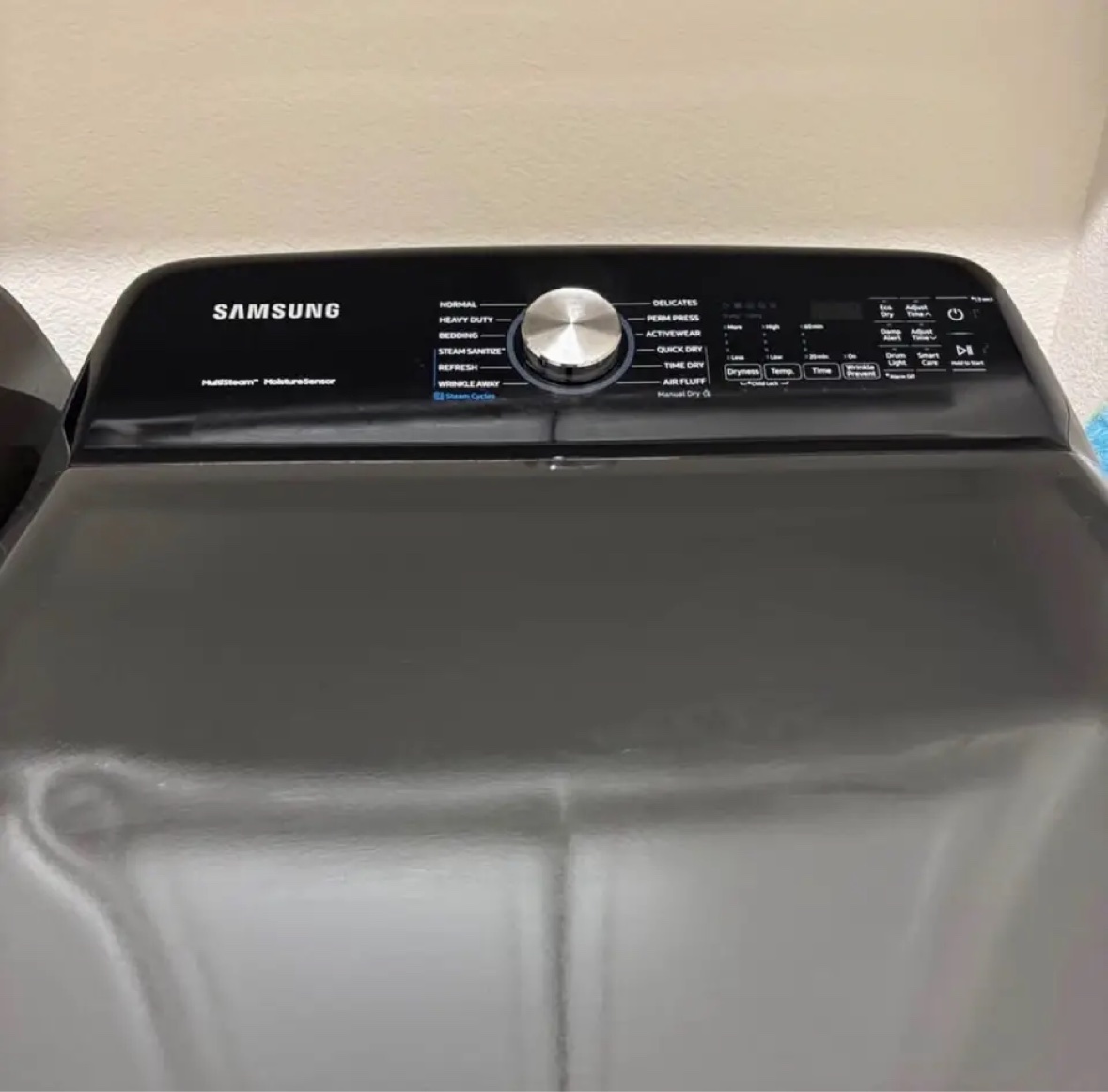Original photo of the Samsung MultiSteam dryer control panel
