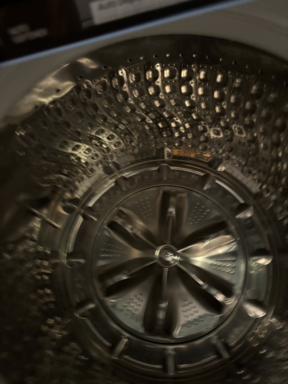Inside the stainless steel Samsung washer tub