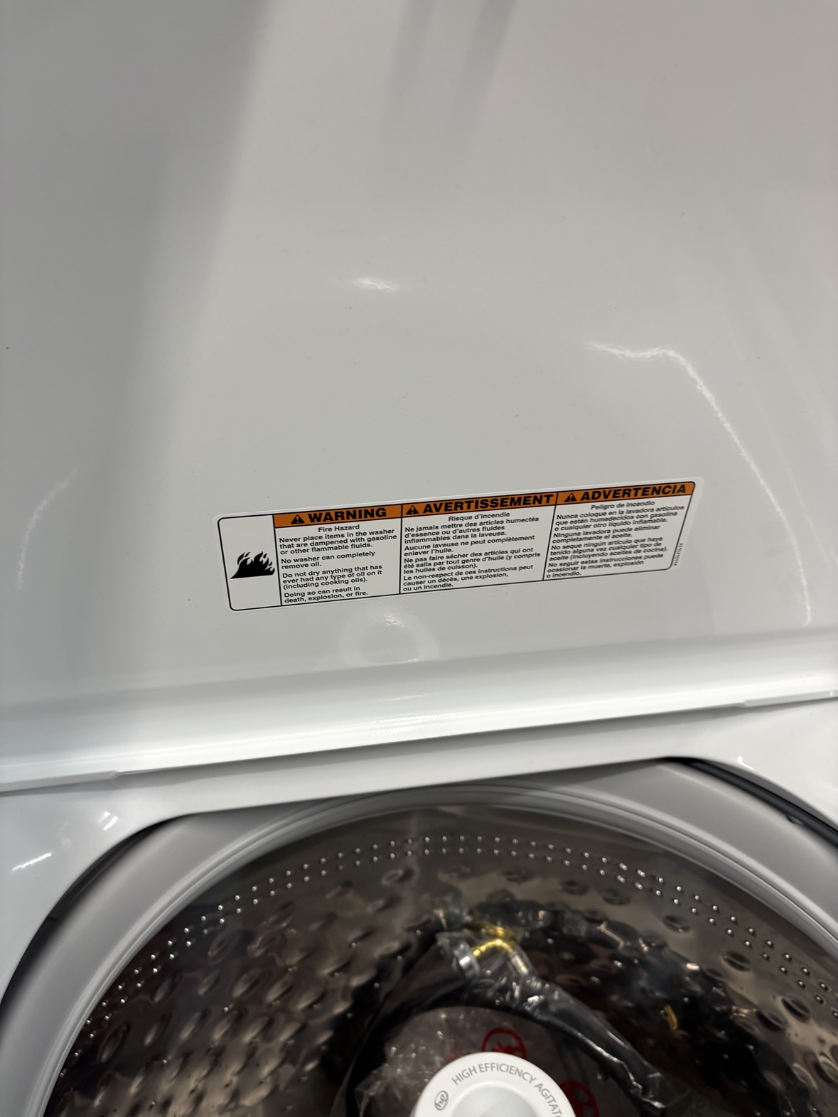 Inside the stainless steel Whirlpool washer tub