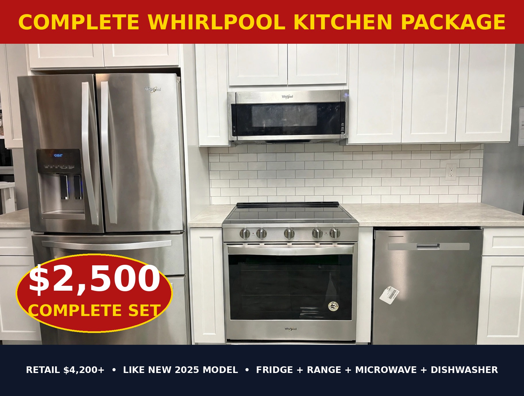 Flyer for the Whirlpool 4-piece kitchen package at $2,500