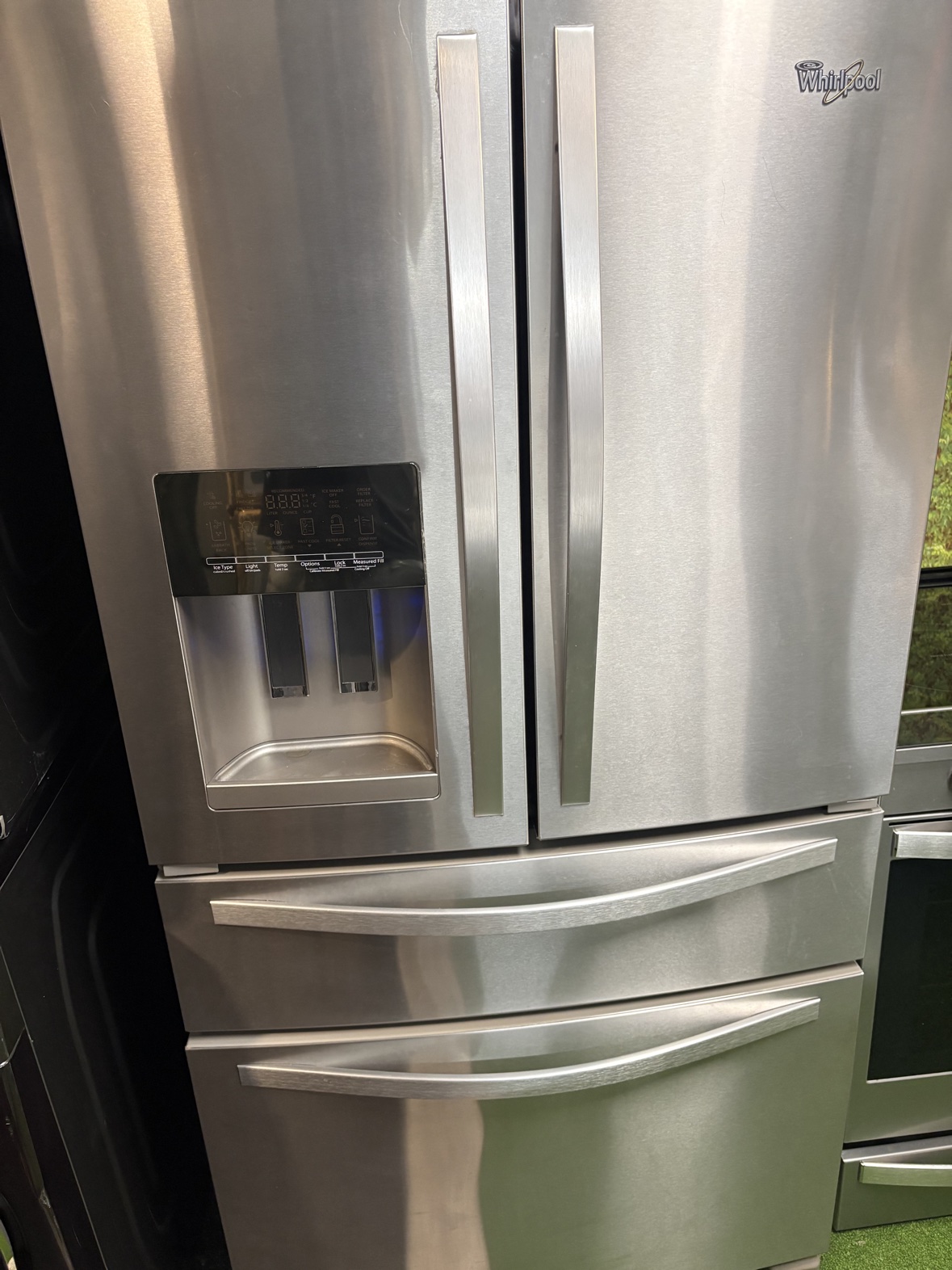 Whirlpool French-door refrigerator, front view