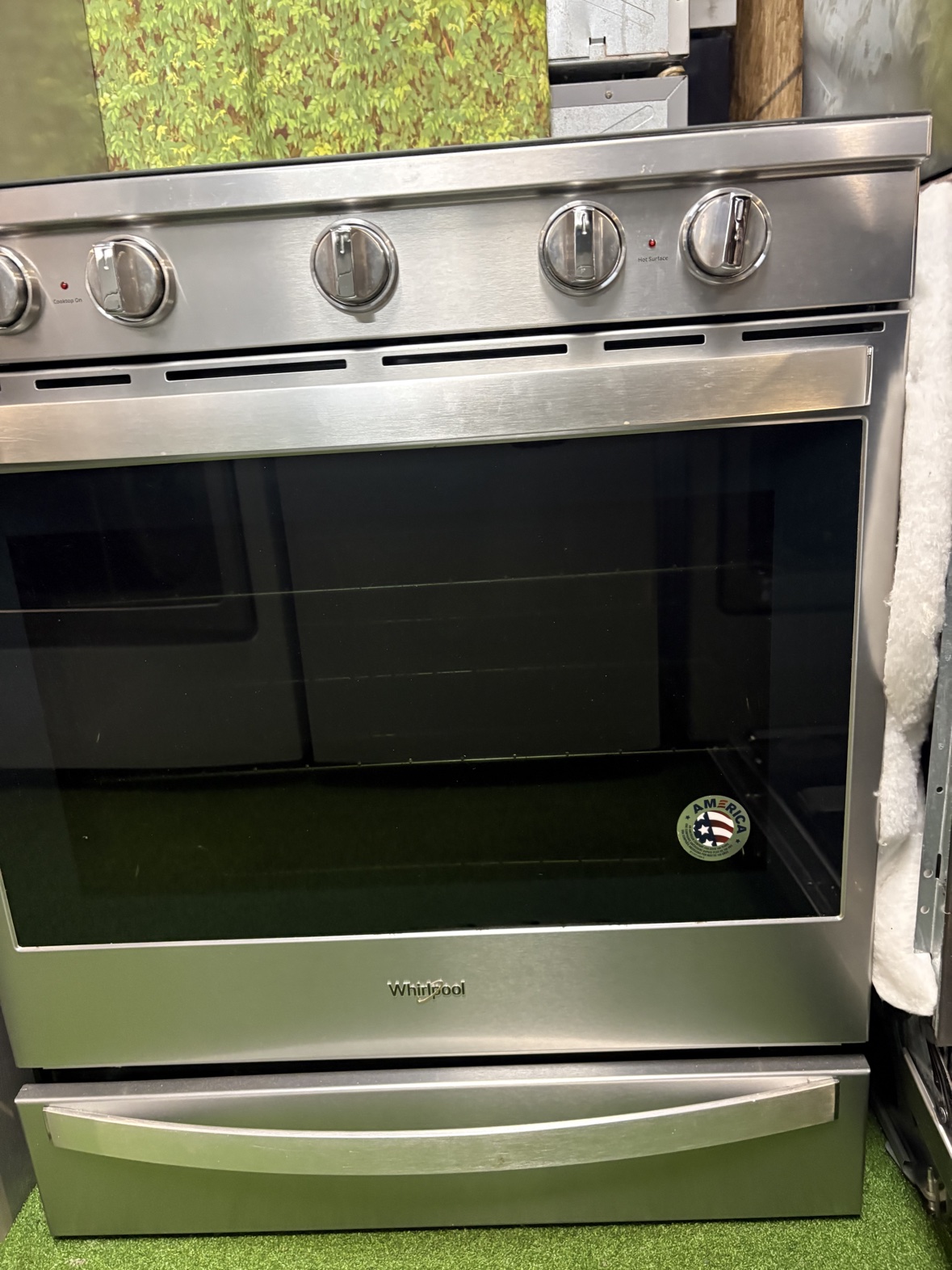 Whirlpool slide-in range, front view